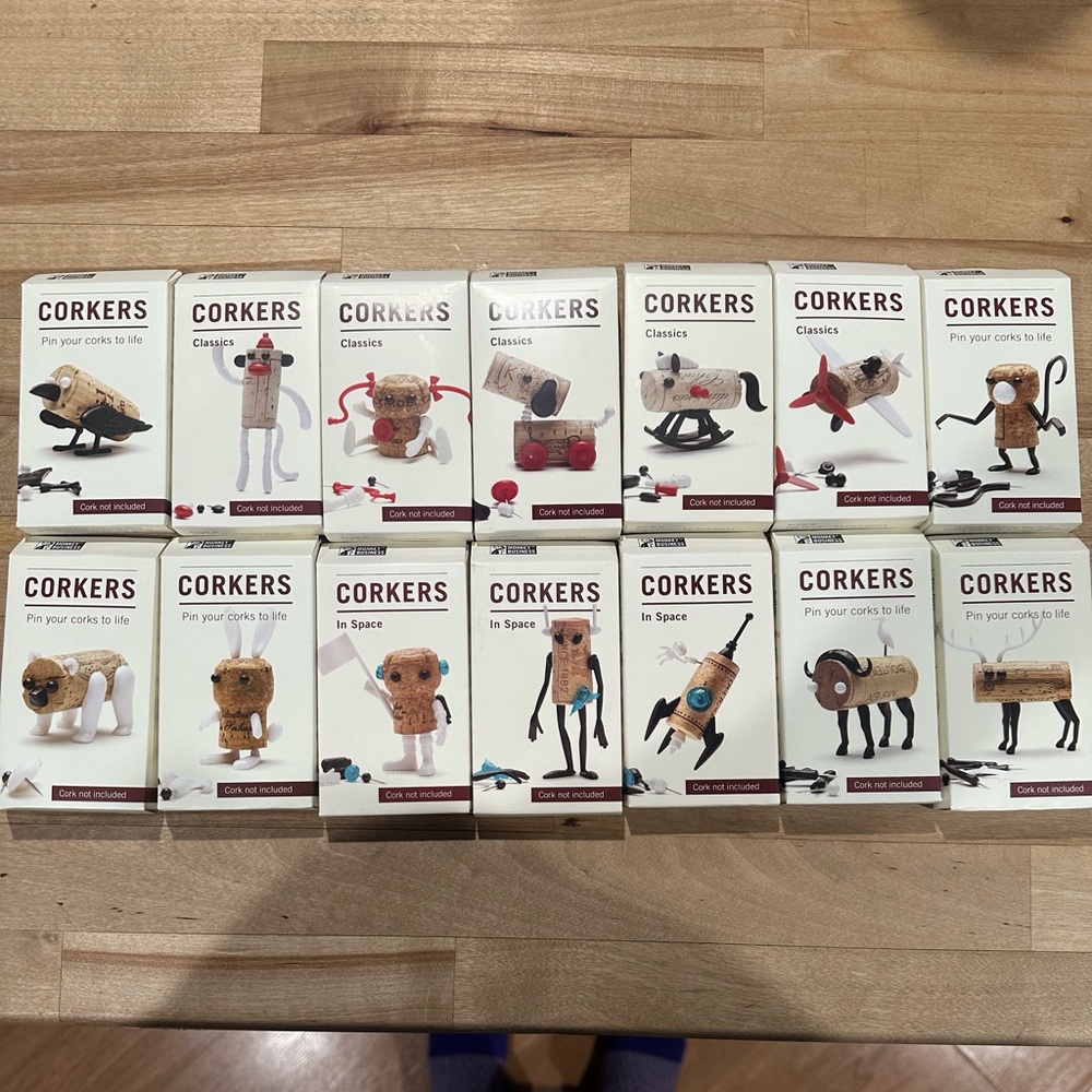 Assorted Cork Craft Figurines - 14 Unique Items